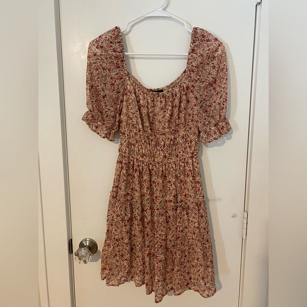 Trixxi Floral Puff Sleeve Mini Dress